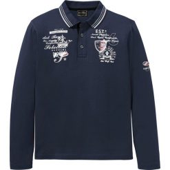 Shirt polo, długi rękaw bonprix ciemnoniebieski. Niebieskie koszulki męskie bonprix, xxl, z aplikacjami, z długim rękawem. Za 49,99 zł.