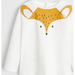 Mango Kids - Longsleeve dziecięcy Fox 80-104 cm. Białe t-shirty chłopięce Mango Kids, z nadrukiem, z bawełny, bez rękawów. Za 45,90 zł.