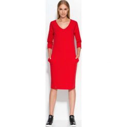 Czerwona Sukienka Dzianinowa Midi z Wsuwanymi Kieszeniami. Szare sukienki dzianinowe marki Mohito, l, midi, dopasowane. Za 87,90 zł.