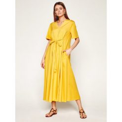 Sukienka codzienna Weekend Max Mara Bairo 56210801. Żółte sukienki damskie Weekend Max Mara, na co dzień, l, bez wzorów, z bawełny, bez kołnierzyka, bez rękawów, proste. W wyprzedaży za 809,00 zł.