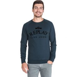 Replay Bluza Niebieski. Niebieskie bluzy męskie Replay, xxl, z nadrukiem, z bawełny, bez kołnierzyka, bez rękawów, bez kaptura. Za 412,95 zł.