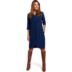 Sukienka żakietowa z gumką w tyle - granatowa. Żółte sukienki damskie Style, s, bez wzorów, z elastanu, eleganckie, ze stójką, bez rękawów, mini, plisowane. W wyprzedaży za 188,00 zł.