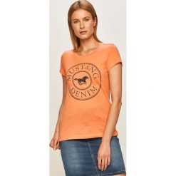 Mustang - T-shirt. Bluzki damskie Mustang, s, z nadrukiem, z bawełny, casualowe, z okrągłym kołnierzem. Za 59,90 zł.