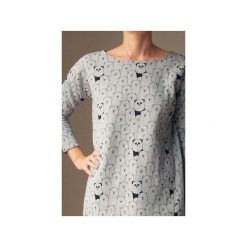 Czarno szara bluza pudełko tunika w miśki. Szare tuniki damskie One mug a day, uniwersalny, z bawełny, długie. Za 169,00 zł.