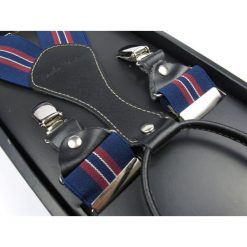 Granatowo czerwone szelki męskie SZ38. Czerwone szelki męskie Modini Moda Męska. W wyprzedaży za 43,20 zł.