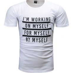 Koszulka męska t-shirt z nadrukiem biały Recea. Białe koszulki męskie Recea, xl, z nadrukiem, z bawełny, bez kołnierzyka. Za 19,99 zł.