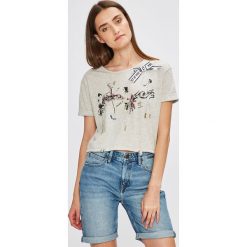 Miss Poem - Top. Szare topy damskie Miss Poem, l, z aplikacjami, z bawełny, z okrągłym kołnierzem. W wyprzedaży za 37,90 zł.