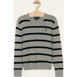 Polo Ralph Lauren - Sweter dziecięcy 134-176 cm. Szare swetry chłopięce Polo Ralph Lauren, bez wzorów, z bawełny, z okrągłym kołnierzem. W wyprzedaży za 299,90 zł.
