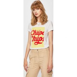 Only - Top. Białe bluzki damskie ONLY, s, z nadrukiem, z bawełny, z okrągłym kołnierzem. Za 59,90 zł.