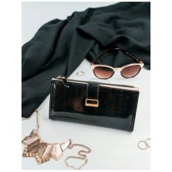 Portfel damski slim wallet czarny Milano Design K1211 - Czarny. Czarne portfele damskie MILANO DESIGN, bez wzorów, ze skóry. Za 34,99 zł.