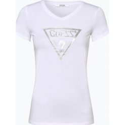 Guess Jeans - T-shirt damski, czarny. Szare t-shirty damskie marki Guess Jeans, na co dzień, l, z aplikacjami, z bawełny, casualowe, z okrągłym kołnierzem, mini, dopasowane. Za 159,95 zł.