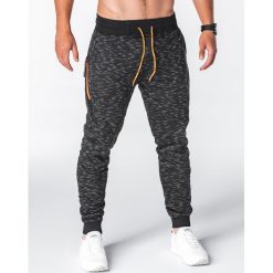 SPODNIE MĘSKIE DRESOWE P643 - CZARNE. Czarne spodnie męskie Ombre Clothing, s, bez wzorów, z bawełny. Za 39,00 zł.