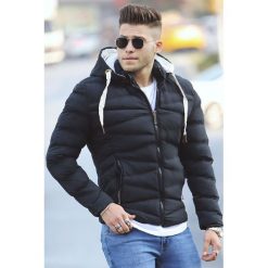 Kurtka męska ELVIN BLACK. Czarne płaszcze męskie Kurtka męska ELVIN BLACK, na zimę, s, bez wzorów, bez kaptura. W wyprzedaży za 189,00 zł.