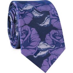 Krawat jedwabny KWFR000306. Fioletowe krawaty męskie Giacomo Conti, w kwiaty, z jedwabiu, eleganckie. Za 129,00 zł.