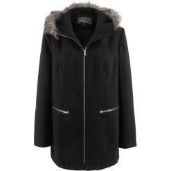 Parki damskie: Parka z materiału w optyce wełny bonprix czarny