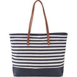 Shopper bag damskie: Torba shopper w marynarskim stylu bonprix niebiesko-kremowy