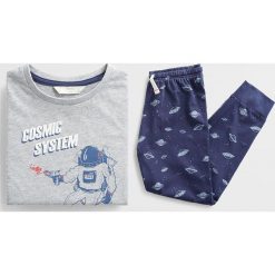 Mango Kids - Piżama dziecięca Cosmic 110-164 cm. Szare piżamy chłopięce Mango Kids, bez wzorów, z bawełny, z długim rękawem. Za 79,90 zł.