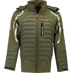 Kurtka softshellowa w kolorze khaki. Brązowe kurtki męskie Canadian Peak, xl, z aplikacjami, bez kaptura. W wyprzedaży za 239,95 zł.