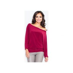 Bluzka037 Bordo. Czerwone bluzki damskie FIGL, xl, bez wzorów, bez kołnierzyka, z długim rękawem. Za 65,00 zł.