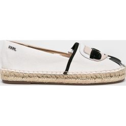 Karl Lagerfeld - Espadryle Karl Ikonic Slip On. Białe espadryle damskie KARL LAGERFELD, bez wzorów, ze skóry, bez obcasa. W wyprzedaży za 399,90 zł.