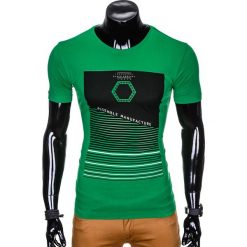 T-SHIRT MĘSKI Z NADRUKIEM S879 - ZIELONY. Zielone t-shirty męskie z nadrukiem Ombre Clothing, m. Za 29,00 zł.