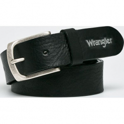 Wrangler - Pasek skórzany. Czarne paski męskie Wrangler, w paski, z materiału. Za 189,90 zł.
