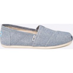 Toms - Espadryle. Niebieskie espadryle damskie marki Toms, bez wzorów, z materiału, bez obcasa, na płaskiej podeszwie. Za 219,90 zł.
