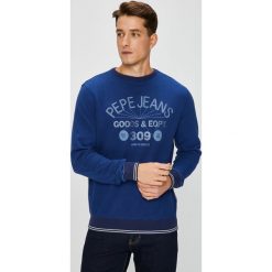 Pepe Jeans - Bluza Mateu. Niebieskie bluzy męskie marki Pepe Jeans, m, z nadrukiem, z bawełny, bez kaptura. W wyprzedaży za 179,90 zł.