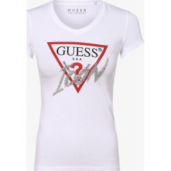 Guess Jeans - T-shirt damski, biały. Białe t-shirty damskie Guess Jeans, xs, z nadrukiem, z jeansu, bez kołnierzyka. Za 179,95 zł.