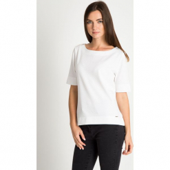 Strukturalna bluzka ecru QUIOSQUE. Szare bluzki longsleeves QUIOSQUE, z dzianiny, klasyczne. W wyprzedaży za 99,99 zł.