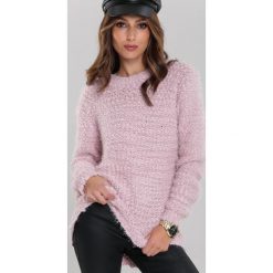 Jasnoróżowy Sweter Wall. Różowe swetry damskie Renee, uniwersalny, z dzianiny, casualowe, długie. Za 79,99 zł.