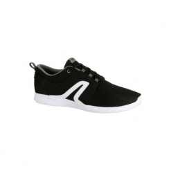 Buty męskie do szybkiego marszu Soft 140 siateczka czarno-białe. Czarne buty fitness męskie NEWFEEL, z poliesteru. Za 69,99 zł.