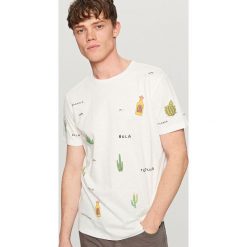 T-shirty męskie: T-shirt z meksykańskim nadrukiem – Kremowy