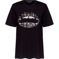 T-shirt MARKUS LUPFER ALEX SEQUIN CHECK LIP. Czarne t-shirty damskie Markus Lupfer, s, z aplikacjami, z dzianiny, z okrągłym kołnierzem. W wyprzedaży za 1038,00 zł.