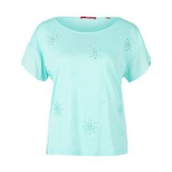 S.Oliver T-Shirt Damski 34 Turkusowy. Niebieskie koszulki damskie S.Oliver, na co dzień, s, z nadrukiem, z materiału, bez kołnierzyka, bez rękawów. W wyprzedaży za 93,00 zł.