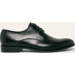 Wojas - Półbuty. Czarne buty wizytowe męskie Wojas, bez wzorów, ze skóry, eleganckie, na sznurówki. W wyprzedaży za 239,90 zł.