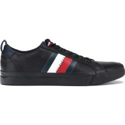 Tommy Hilfiger Tenisówki Czarny. Czarne trampki męskie TOMMY HILFIGER, bez wzorów, ze skóry, bez zapięcia. Za 426,95 zł.