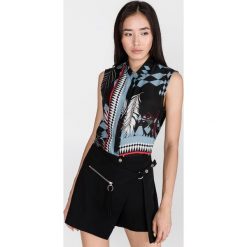 Versace Jeans Bluzka Czarny. Czarne bluzki damskie Versace Jeans, m, bez wzorów, z jedwabiu, bez kołnierzyka, bez rękawów. Za 1594,95 zł.