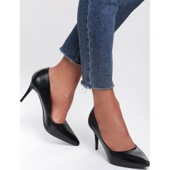 Czarne Szpilki Vanity. Czarne szpilki Inny, bez wzorów, z jeansu, eleganckie, na średnim obcasie, na szpilce, bez zapięcia. Za 89,99 zł.