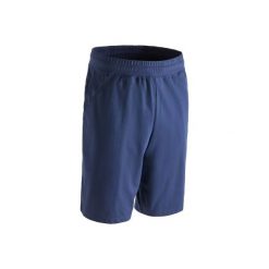 Spodenki długie do gimnastyki i pilatesu 500 regular męskie. Niebieskie bermudy męskie DOMYOS, z bawełny. Za 39,99 zł.