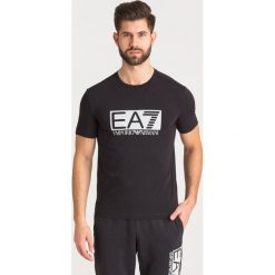 T-SHIRT EA7 Emporio Armani. Czarne t-shirty męskie EA7 Emporio Armani, s, z nadrukiem, z elastanu, z okrągłym kołnierzem. Za 195,30 zł.