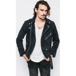 Selected - Kurtka skórzana Nico. Niebieskie płaszcze męskie Selected, xxl, w paski, z bawełny, krótkie, bez kaptura. W wyprzedaży za 539,90 zł.
