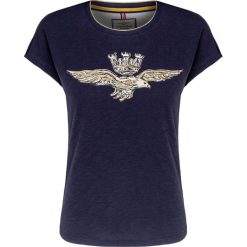 T-shirt AERONAUTICA MILITARE Granatowy. Niebieskie t-shirty damskie marki Aeronautica Militare, bez wzorów, z bawełny, z okrągłym kołnierzem. Za 350,00 zł.