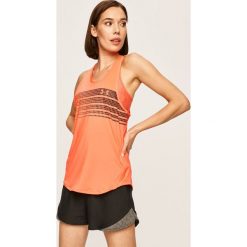 Under Armour - Top. Fioletowe topy damskie Under Armour, s, z nadrukiem, z elastanu, bez rękawów. W wyprzedaży za 119,90 zł.