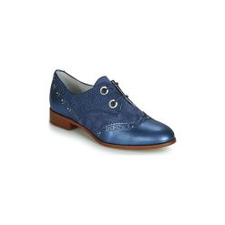 Derby Regard REVANOX V1 METALCRIS BLEU. Niebieskie półbuty damskie marki Regard, bez wzorów, bez obcasa, bez zapięcia. Za 569,00 zł.