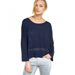 Sweter w kolorze granatowym. Niebieskie bez kategorii Deni Cler, z denimu, z okrągłym kołnierzem. W wyprzedaży za 449,95 zł.