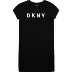 Dkny - Sukienka dziecięca 152-158 cm. Czarne sukienki dziewczęce DKNY, z nadrukiem, z elastanu, z krótkim rękawem, krótkie, mini, proste. Za 259,90 zł.
