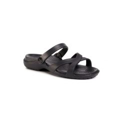 CROCS 205472-001 Czarny. Czarne klapki damskie Crocs, bez wzorów, z tworzywa sztucznego, bez obcasa. Za 129,99 zł.