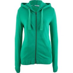 Bluzy damskie: Bluza rozpinana z elastycznym dołem bonprix szmaragdowy