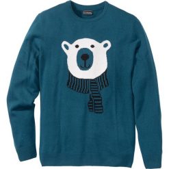 Swetry klasyczne męskie: Sweter Slim Fit bonprix niebieskozielony morski